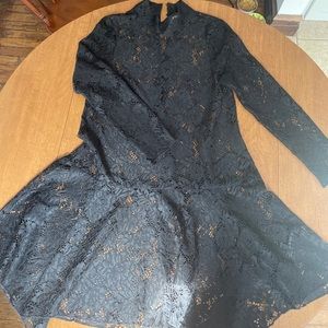 Mock neck lace dress
